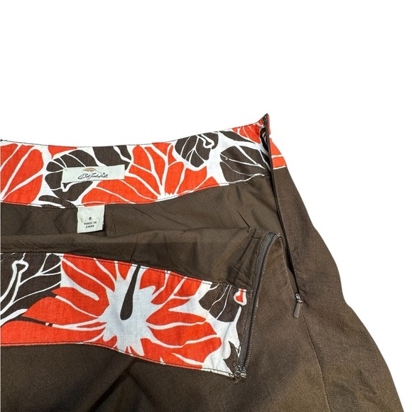 Bob Timberlake Linen Blend Floral Brown and Red Women's Full‎ Skirt Sz 8 EUC - Picture 5 of 9
